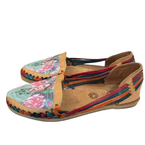 FRIDA KAHLO Hurache Colorful leather Women's Sandals Flats Size 8.5 - Picture 2 of 10